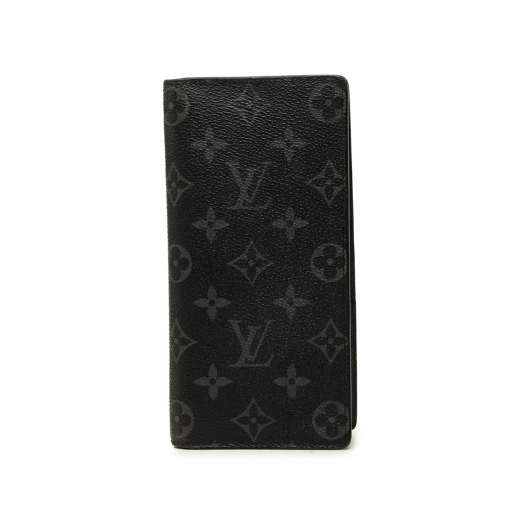 Louis Vuitton Monogram Eclipse Portefeuille Brazza Long Wallet M61697 Black L...